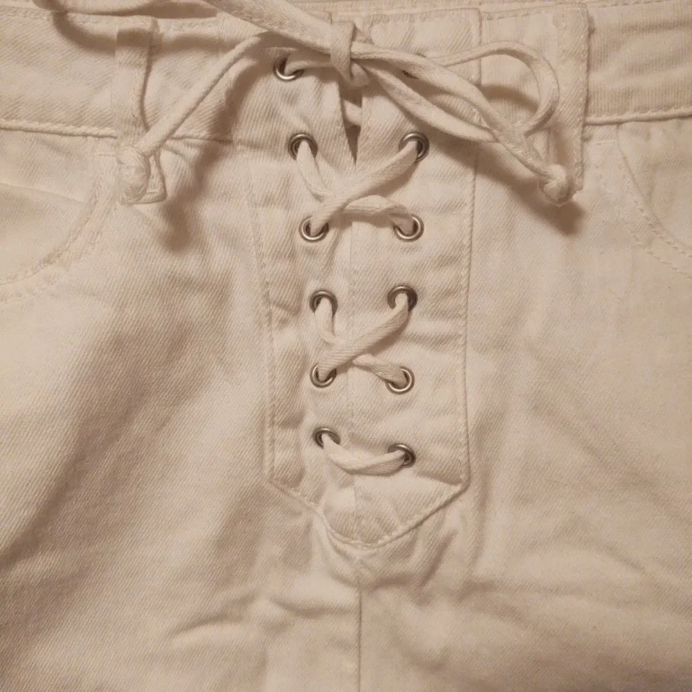 Pacsun denim lace up mini skirt white Size 24/ XS